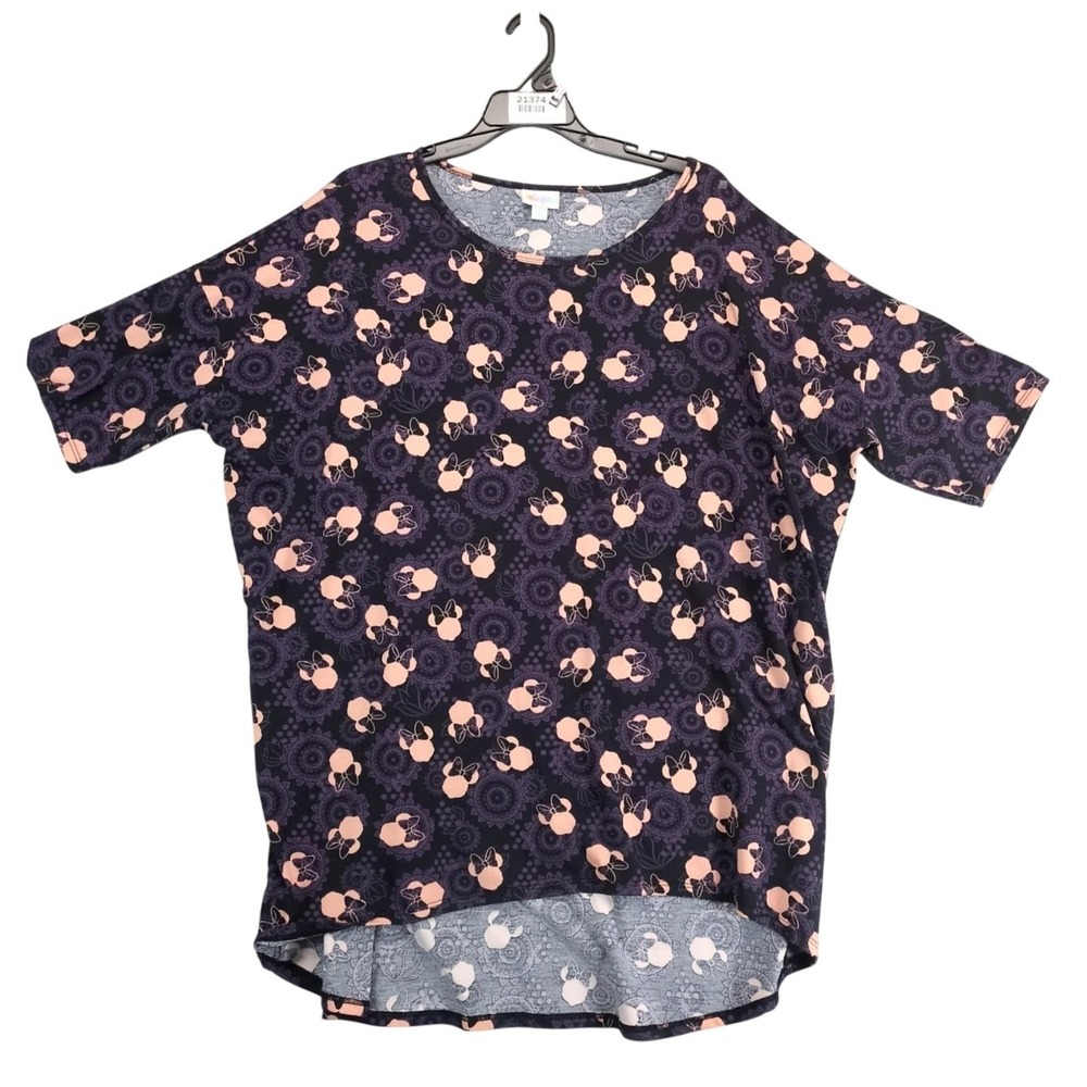 LuLaRoe Disney Minnie Mouse‎ Tunic Top Womens 2XL Graphic Print Purple Boho Cute